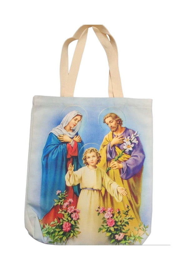 Catholic tote Bag Natural Canvas Tote Bag, Reusable Shopping Bag, lady of Guadalupe, St Jude, Sacred Heart & Our Father, holy family,