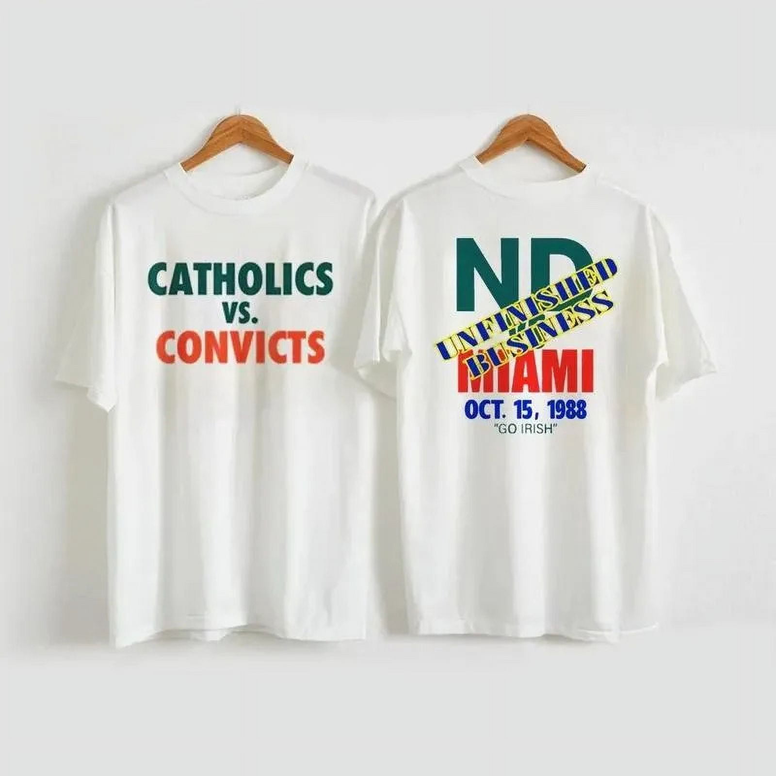 Catholics Vs Convicts Vintage 1988 Notre Dame Vs Miami Football Game T