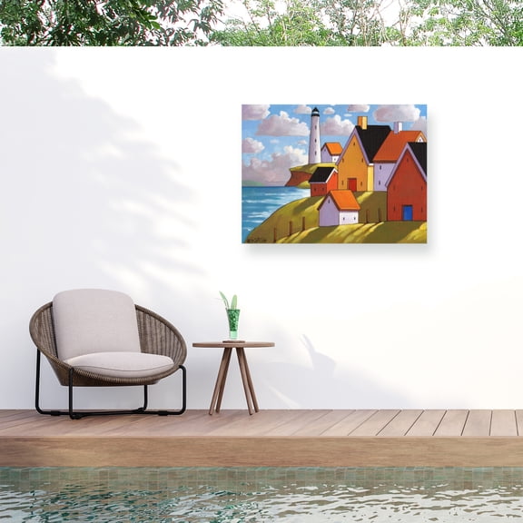 Cathy Horvath 'Lighthouse Cottage Hillside View' Outdoor All-Weather Wall Decor