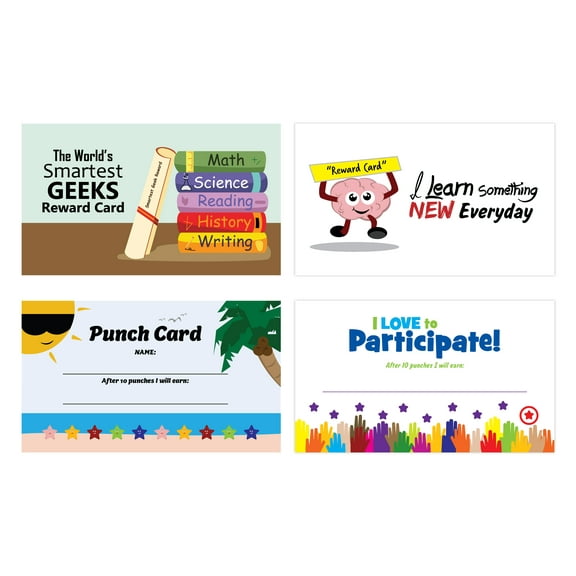 CathyFrank I Earned It All Reward Punch Card Combo Pack of 100, Student Incentives