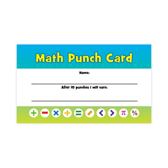 CathyFrank Math Reward Punch Card Pack of 100, Student Incentives