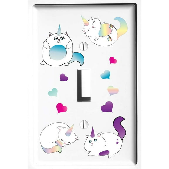 Caticorn Light Switch Plate and Outlet Covers Cat Unicorn Children's Room Nursery Wall Decor