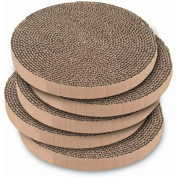 Catify Cat Scratcher, Fun Interactive Scratchers, Posts, Poles, Claw Safe, Furniture Saver Indoor Play Support Natural Cat Behaviors Heavy Duty - 5 Pack Round, 10 x 10"