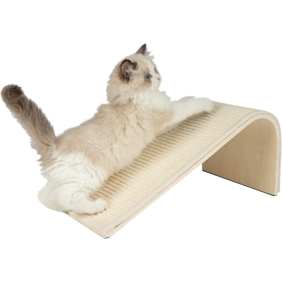 Catify Cat Scratcher, Fun Interactive Scratchers, Posts, Poles, Claw Safe, Furniture Saver Indoor Play Support Natural Cat Behaviors Heavy Duty - Beige Ramp