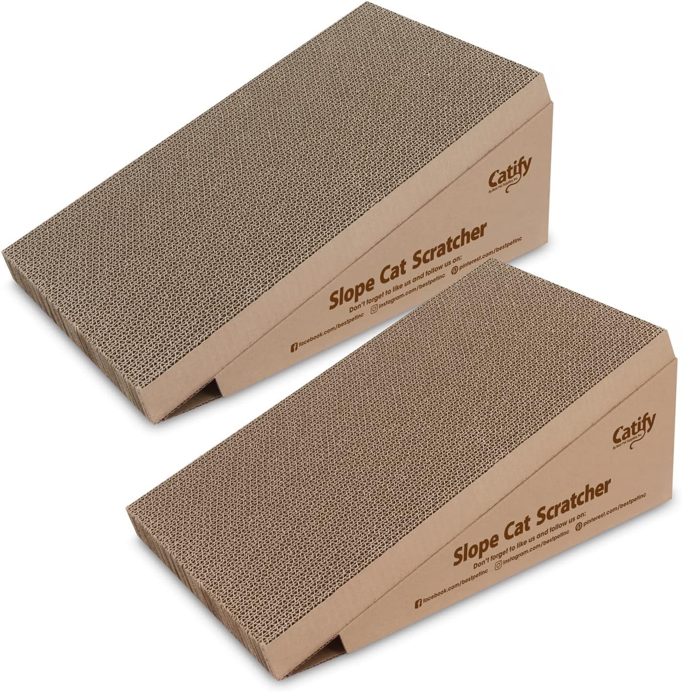 Best Pet Supplies Catify Slope Cat Scratch Pad, Cat Cardboard Scratcher with Catnip, 2-Pack