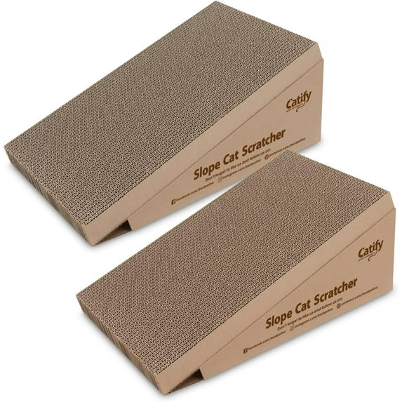 Best Pet Supplies Catify Slope Cat Scratch Pad, Cat Cardboard Scratcher with Catnip, 2-Pack