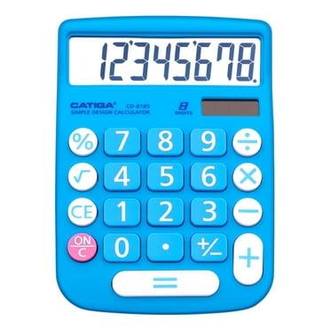 Catiga Electronics CD-8185 Dual Power Calculator, Large LCD & Buttons, 8 Digit, Blue