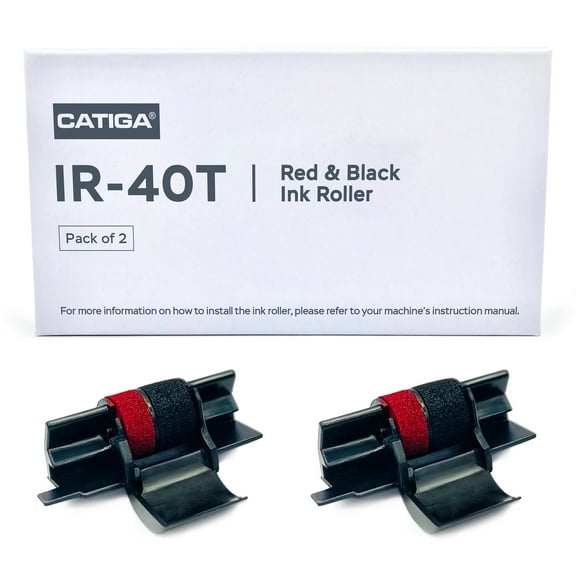 Catiga Electronics IR-40T Thermal Roller Cartridge for Printing Calculators, Black and Red, 2 Count