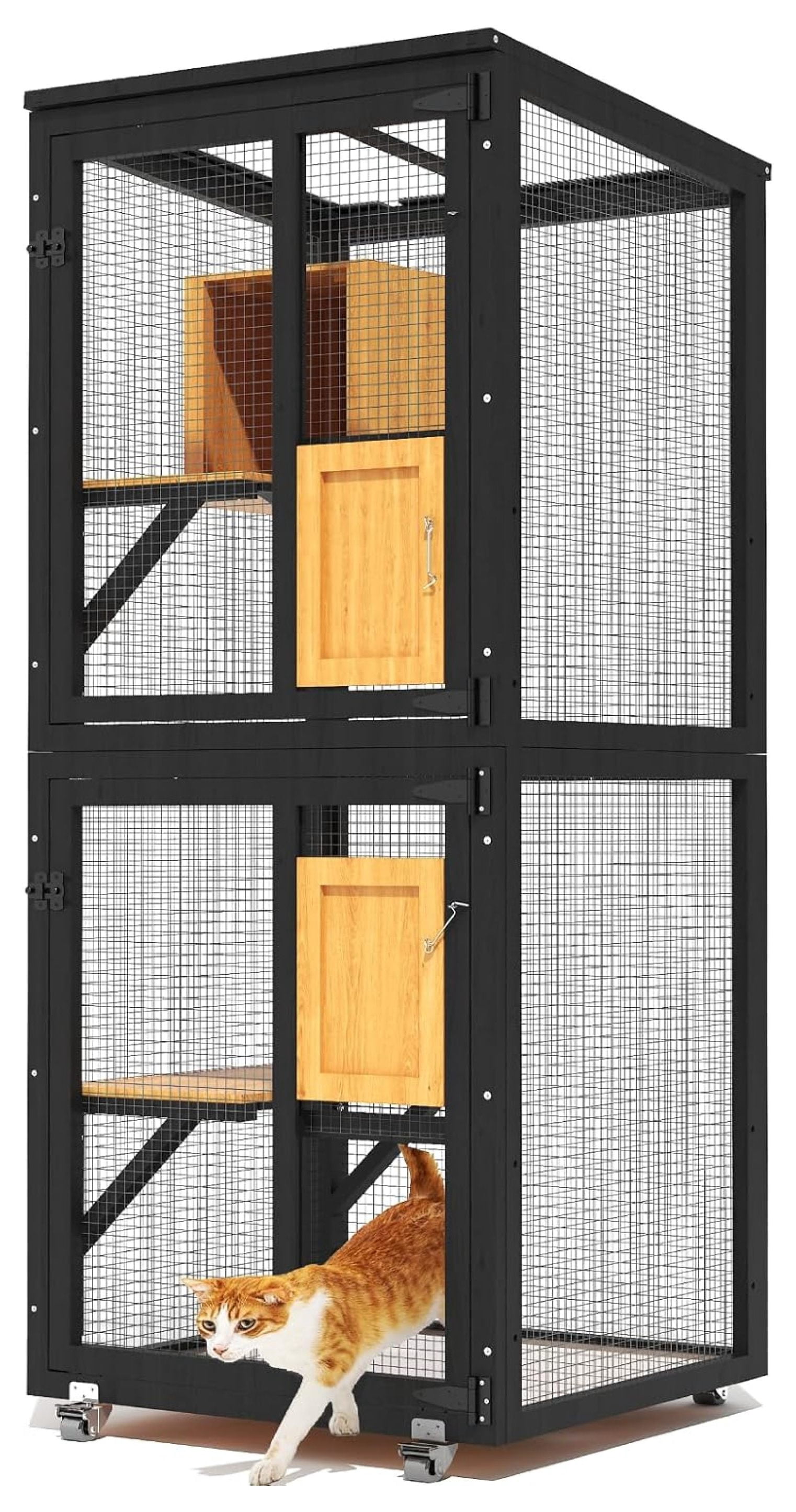 Catio Outdoor Cat Enclosure, 4 Tier Indoor Catio with 4 Wheels ...