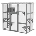 thumbnail image 1 of Catio Outdoor Cat Enclosure, Window Box Cat House with Bridge & Platforms - Gray Wooden Cat Cage, 1 of 7