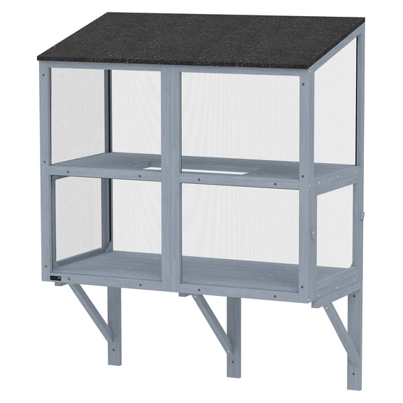 Catio Outdoor Cat Enclosure Window Cat House 39.4"L Gray - Safe Outdoor Access