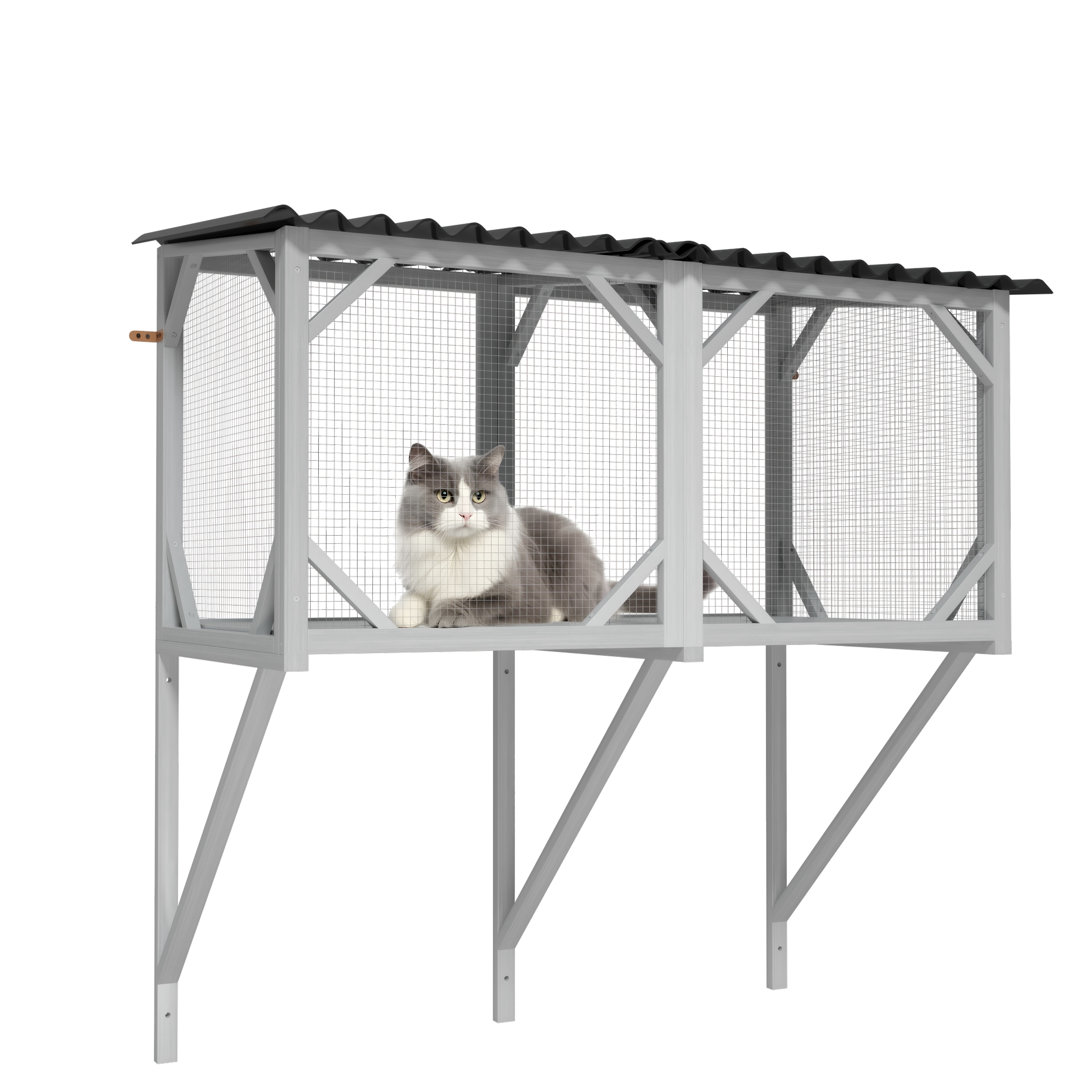 Catio Outdoor Cat Enclosure Window Perch for Sunbathing, Napping, Overlooking Hammock for Safely Enjoying Outdoor Sights - All Weather Use