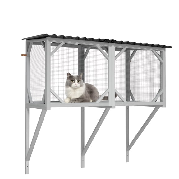 Catio Outdoor Cat Enclosure Window Perch for Sunbathing, Napping, Overlooking Hammock for Safely Enjoying Outdoor Sights - All Weather Use