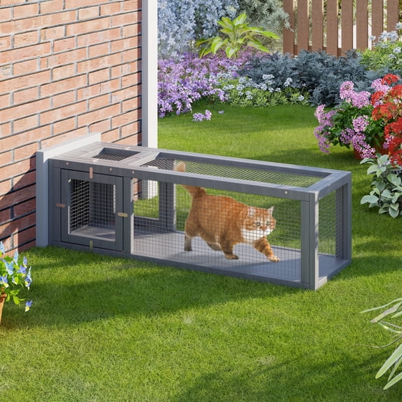 TIMHAKA Wooden Outdoor Cat Tunnel w/ Combinable Design, Multi-Combination Extendable Cats Run, Can Combine w/ Catio, Cats Cage, Window & Pet Door