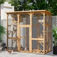 thumbnail image 1 of Catio Outdoor Cat Enclosures Walk in, Cat Kennel Kitten Wooden Cage, Large Activity Space with 5 Activity Platforms and Sleeping Room Weather Protection Asphalt Roof (Wood Color, Large), 1 of 9