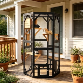 Catio Outside Cat Enclosure Window for Indoor Cats,Large Walk-In Cat Cage with Weatherproof for Multiple Cats