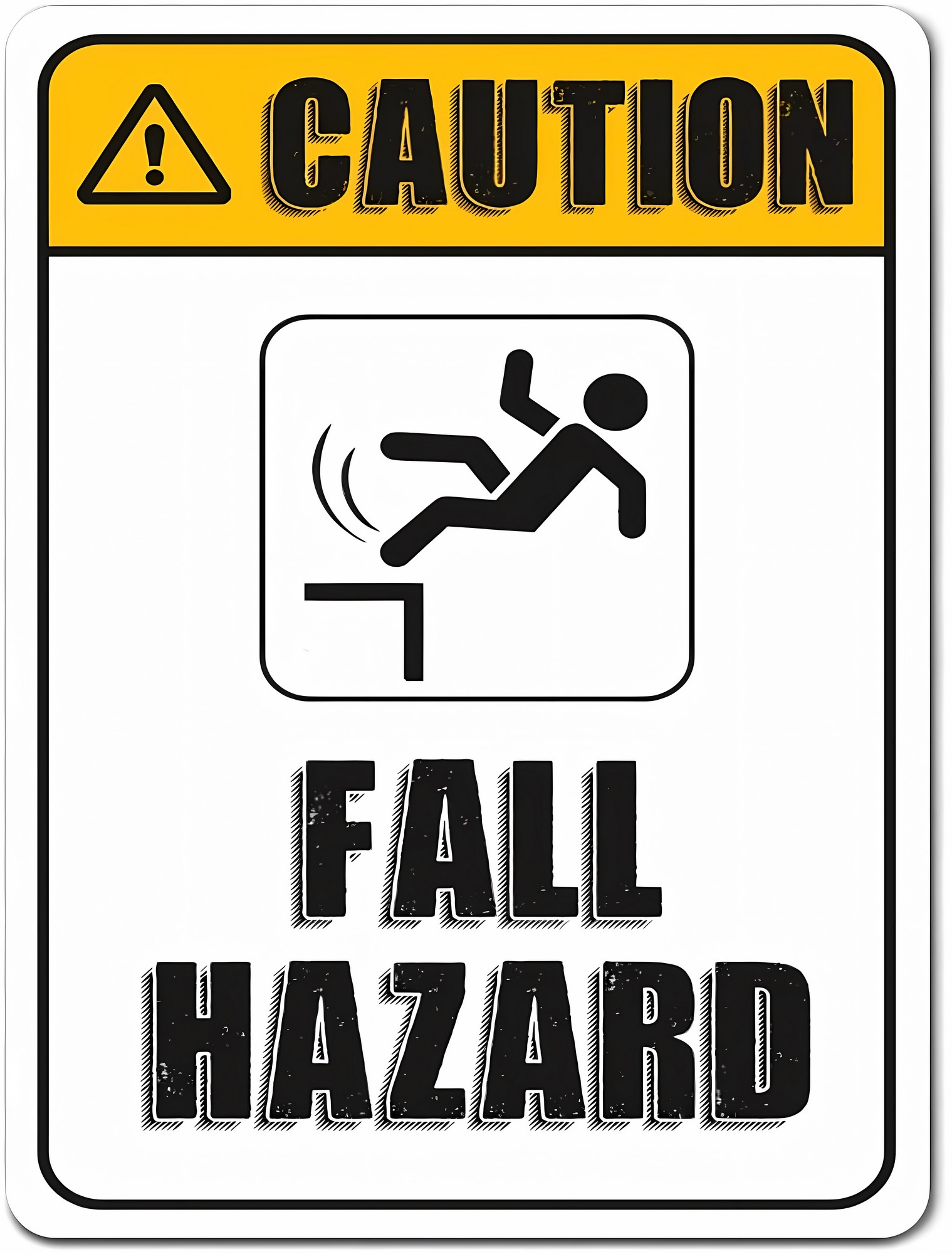 Cation Fall Hazard with Graphic Sign, 8"x12" ANSI Fence Warning Sign ...
