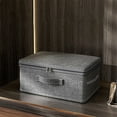 thumbnail image 1 of Cationic Clothing Organizer 11.81*7.87*5.5in with Lid Foldable Bedroom Storage Box for Socks Underwear Blankets Fabric Storage Bin, 1 of 3