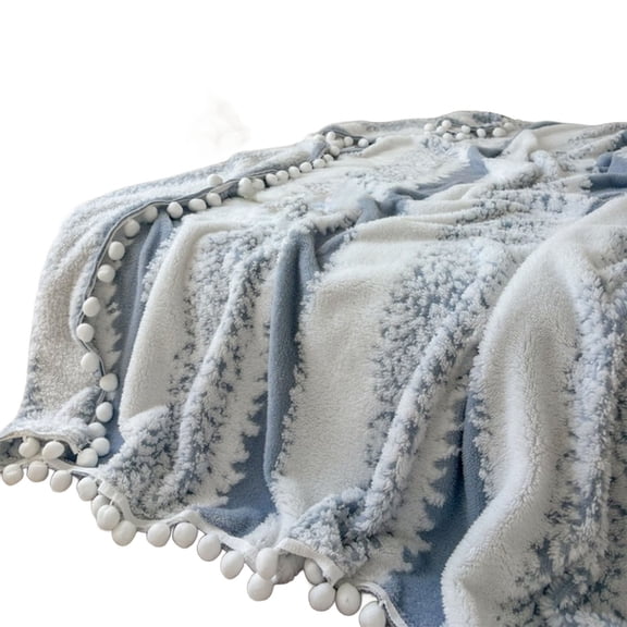 Cationic Double-Colored Jacquard Fleece Blanket - Cloud Pattern Sofa & Office Throw, All-Season Polyester Blanket, Soft & Cozy Nap Blanket