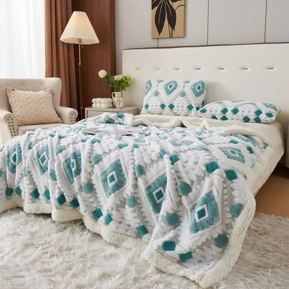 Cationic Hollow Taffeta Throw Blanket Lambswool Warm Nap Blanket Sofa | Single | Flannel Soft Polyester | Ultra Cozy Double Layer | Embossed Pattern | Multicolor | 59x39 in | Easy Care | Office Bed