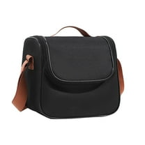 Cationic Insulated Lunch Bag 8.46x6.10x7.68in - Thermal Bento Bag with Ice Pack Pocket, Large Capacity Food Container for Office, School (Black)​