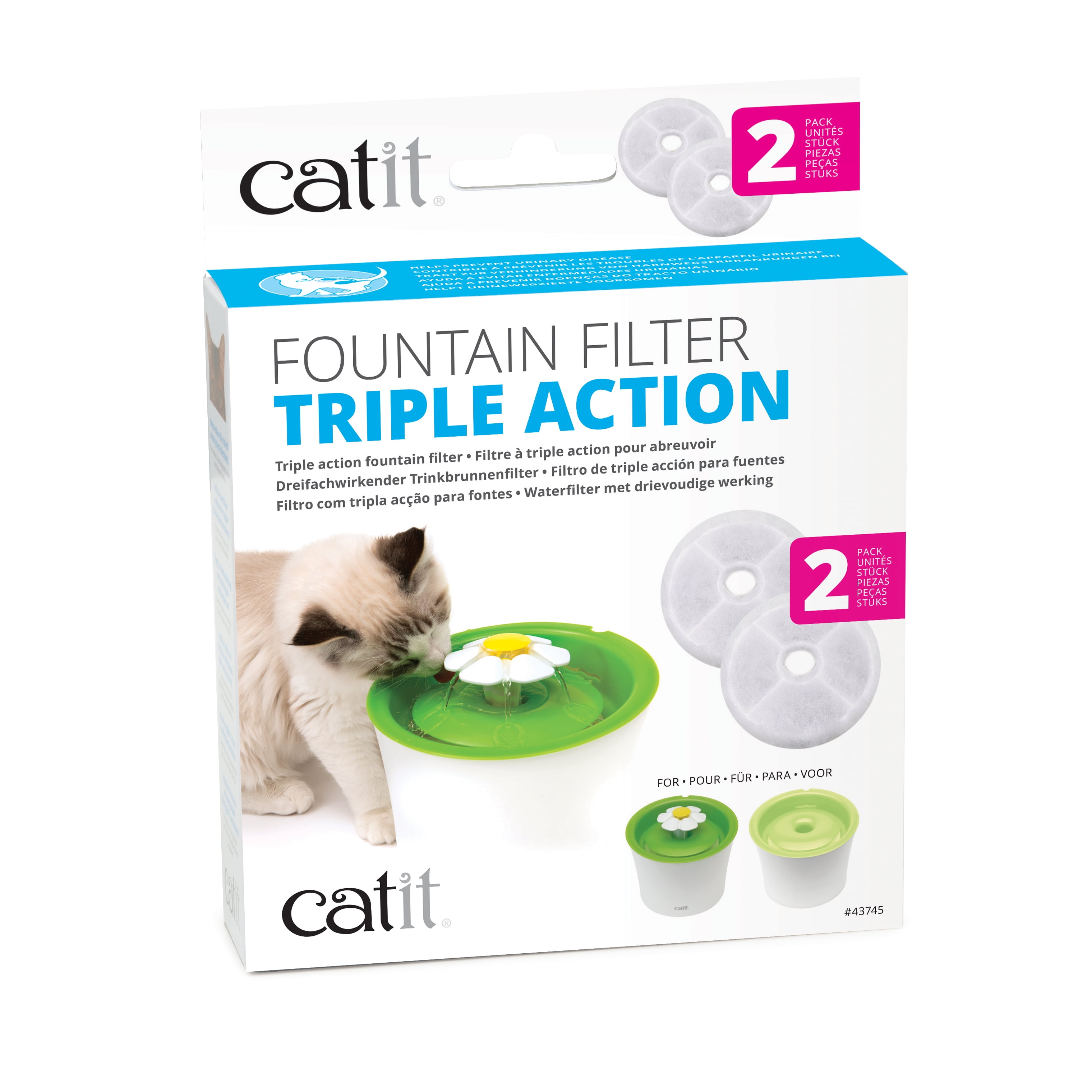 Catit Triple Action Water Fountain Filter 2-Pack