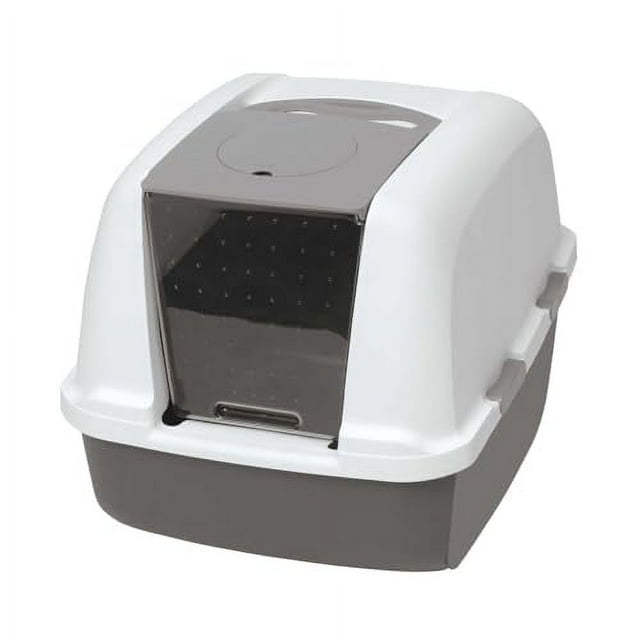Catit Airsift Jumbo Hooded Cat Litter Pan, Warm Gray Privacy and Easy