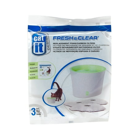Catit Carbon & Foam Replacement Cartridge for Fresh & Clear Water Fountain - 3 pack