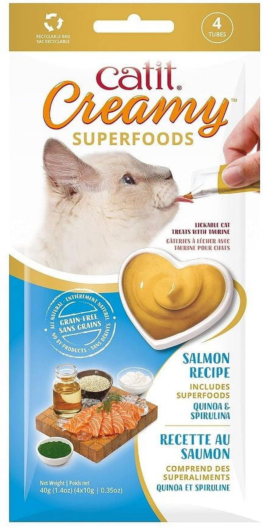 Catit Creamy Superfood Lickable Salmon, Quinoa and Spirulina Cat Treat