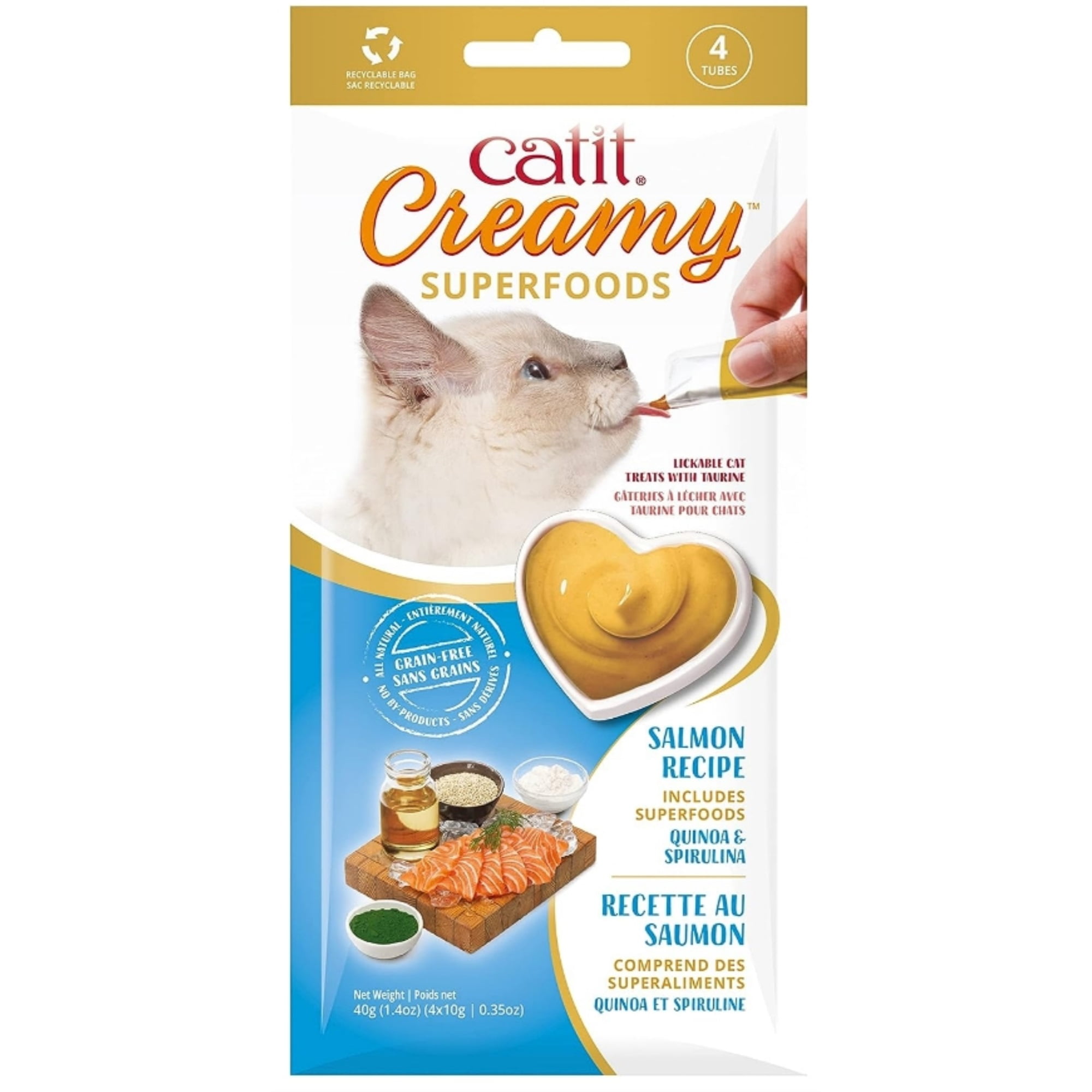 Catit Creamy Superfood Lickable Salmon, Quinoa and Spirulina Cat Treat