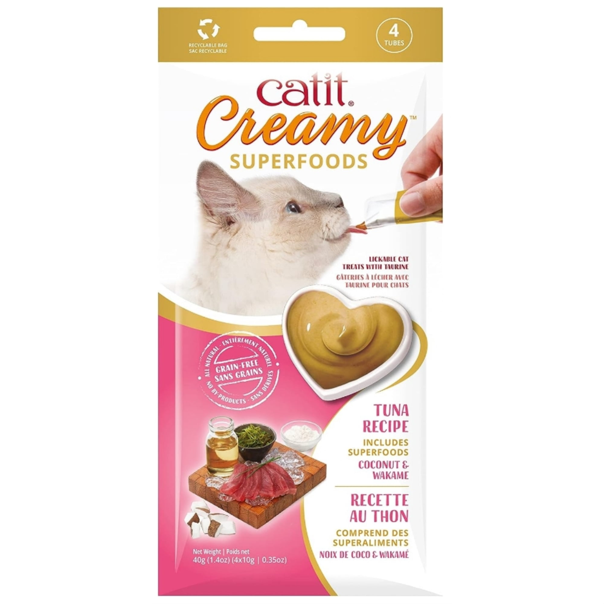 Catit Creamy Superfood Lickable Tuna, Coconut and Wakame Cat Treat