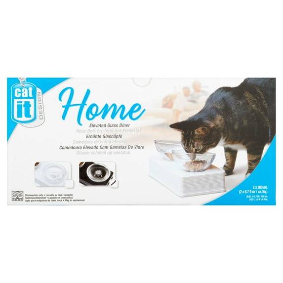 Catit® Design Home Black Elevated Glass Diner 3 ct Box