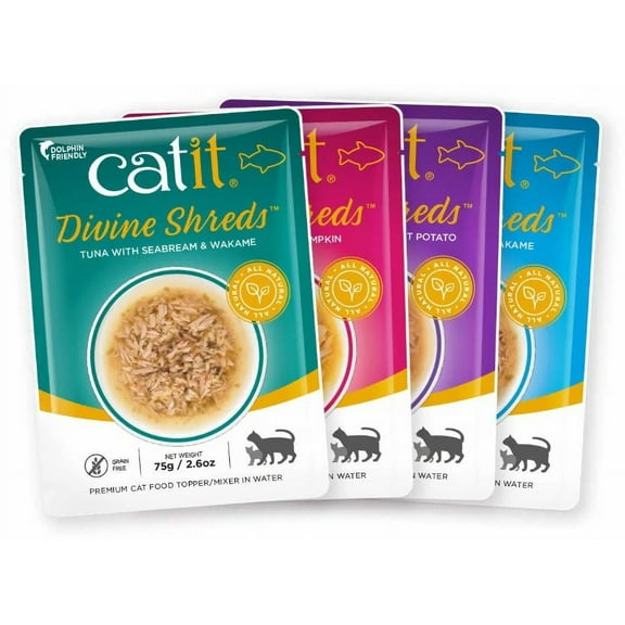 Catit Divine Shreds Tuna Variety Pack [Cat Food, Catit, Cat Supplies] 12 count