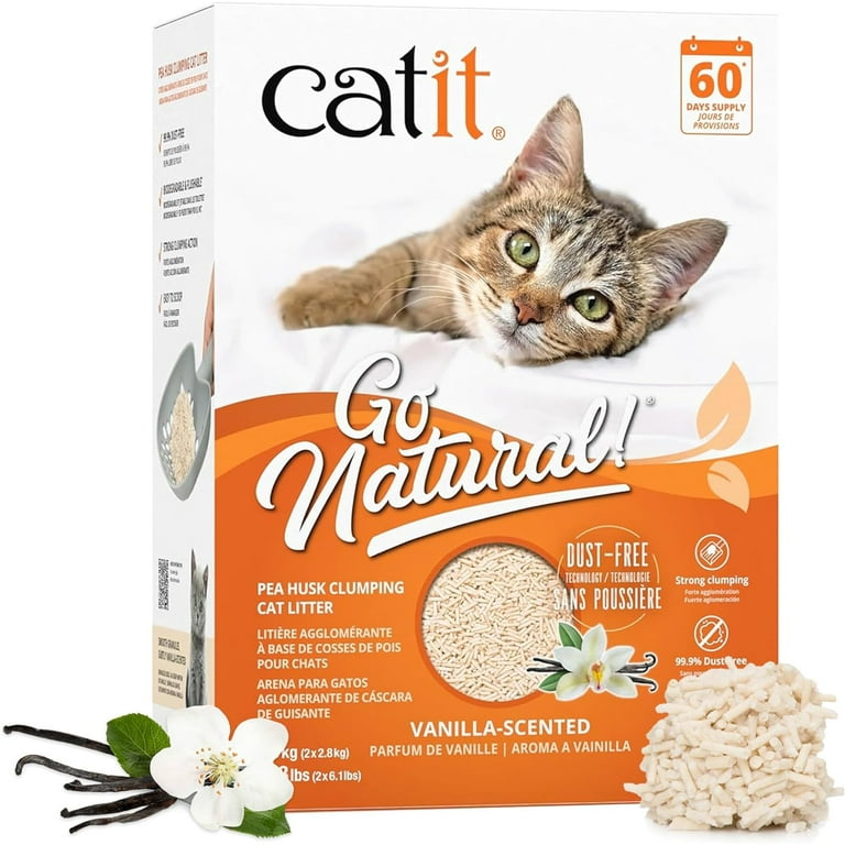 Catit Go Natural Pea Husk Clumping Cat Litter Lightweight Dust Free Easy Cleaning Scooping Flushable Kitty Litter with Odor Control Subtle Fragrance 12.3 Lbs Lavender Scented Walmart