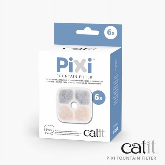 Catit PIXI Cat Drinking Fountain Original Filter, Official Replacement Triple Action Water Filter, 6-Pack, White