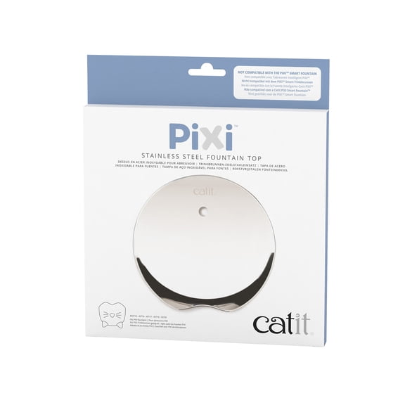 Catit Pixi Fountain Stainless Steel Top Replacement Parts Clean Automatic Water Supply for Cat 7.7" L X 0.5" W X 1" H Silver