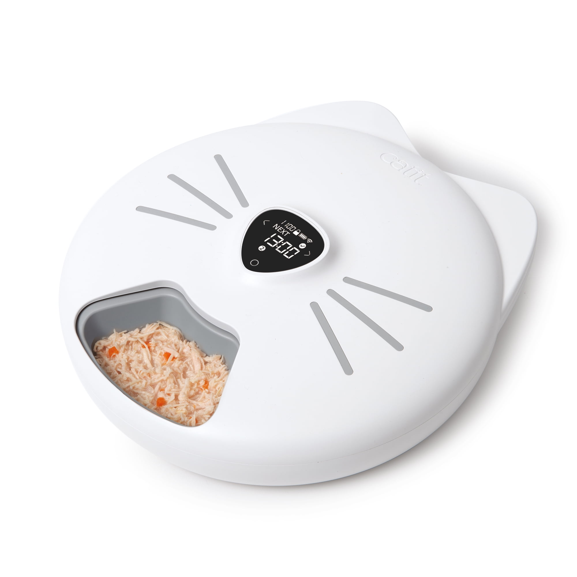 White Programmable Plastic 6-Meal Cat Feeder
