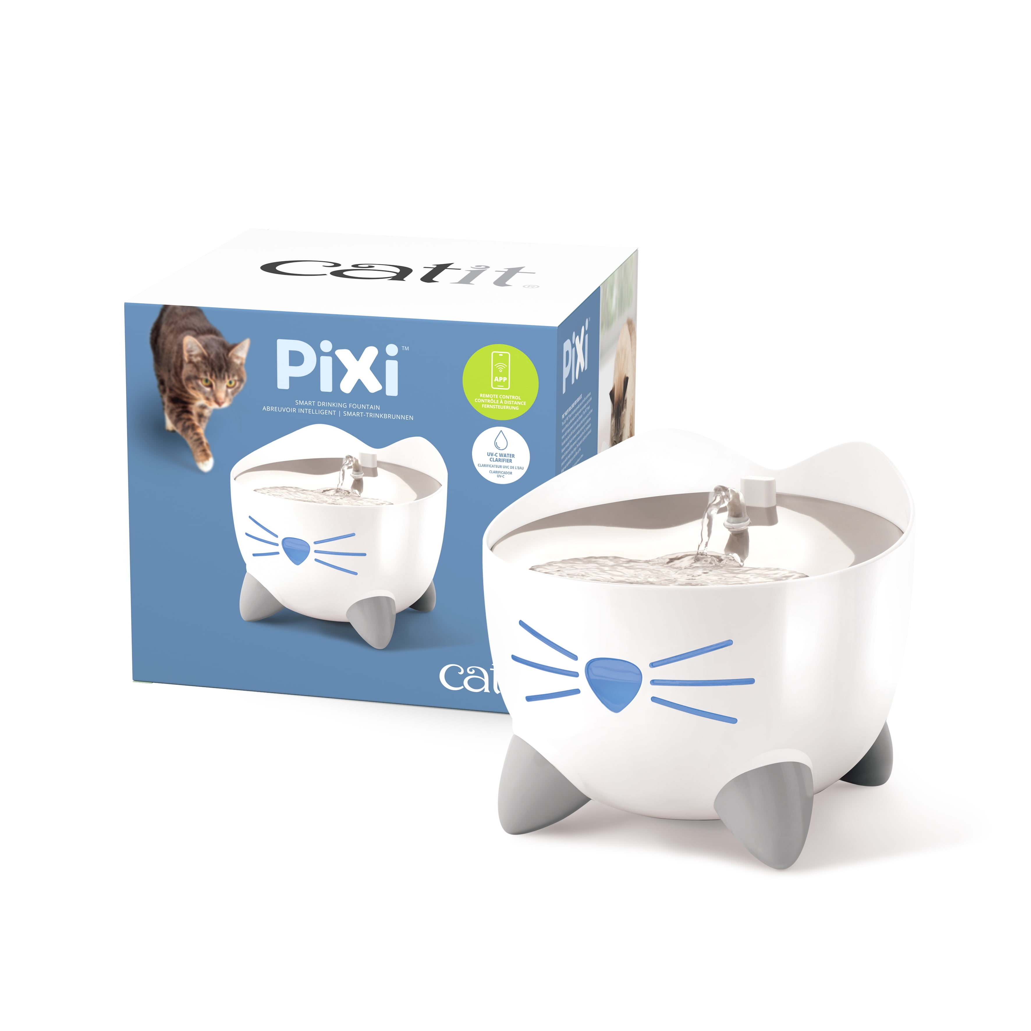 Smart White and Gray Stainless Steel Cat Water Fountain