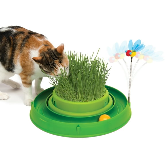 Catit Play Circuit Ball Cat Toy with Cat Grass