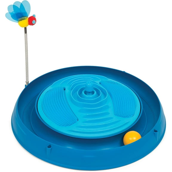 Catit Play Circuit Ball Cat Toy with Scratch Pad, Catnip Toy, Blue, 43001