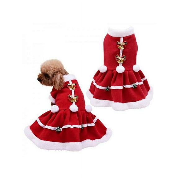 Catlerio Dog Cat Christmas Costume Santa Claus Cosplay Dress, Puppy Pet Fleece Outfits Warm Clothes for Winter Xmas