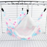 Catlerio Small Pet Cage Hammock, Double-Layer Sugar Glider Hammock Bed, Warm Fleece Cage Hanging Hammock, Pet Swinging Bed for Chinchilla Parrot Guinea Pig Ferret Squirrel Hamster Rat Playing Sleeping