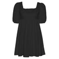 thumbnail image 1 of Catlerio Women's Smocked Waist Dress Square Neck Short Bubble Sleeve Ruffle Mini Dress, 1 of 5