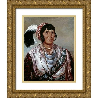 Catlin, George 12x14 Gold Ornate Wood Framed with Double Matting Museum Art Print Titled - Osceola