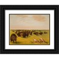 thumbnail image 1 of Catlin, George 18x15 Black Ornate Wood Framed with Double Matting Museum Art Print Titled - Buffolo Herd Grazing, 1 of 4