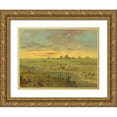 thumbnail image 1 of Catlin, George 18x15 Gold Ornate Wood Framed with Double Matting Museum Art Print Titled - Encampment of Pawnee Indians at Sunset, 1 of 4