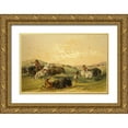 thumbnail image 1 of Catlin, George 24x17 Gold Ornate Wood Framed with Double Matting Museum Art Print Titled - Buffalo Hunt, A Numerous Group, 1 of 4