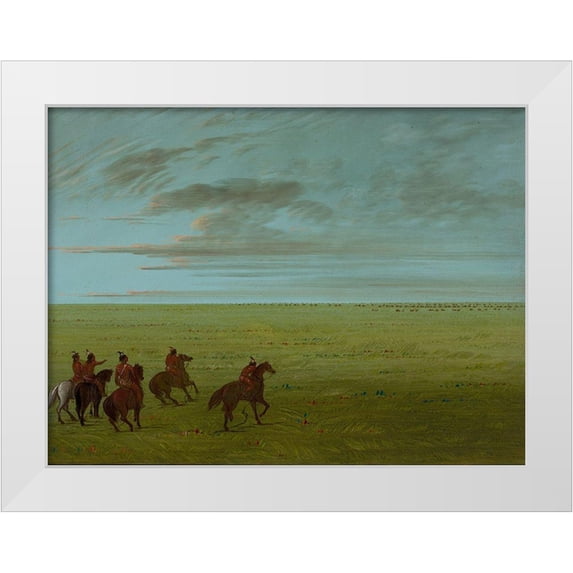 Catlin, George 24x19 White Modern Wood Framed Museum Art Print Titled - Connibos Starting for Wild Horses