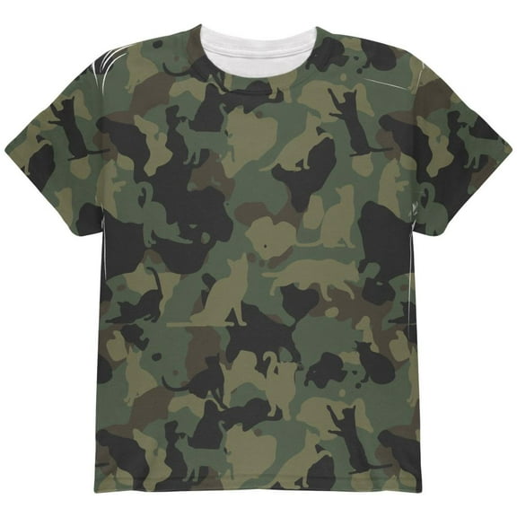 Catmoflauge Cat Camoflauge All Over Youth T Shirt Multi YXL