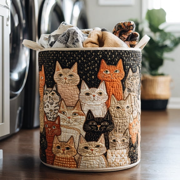 Catnap Comfort Quilted Laundry Basket